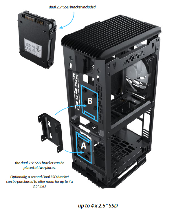 Phanteks Evolv Shift 2 Mini-ITX case, Tempered Glass Side Panels